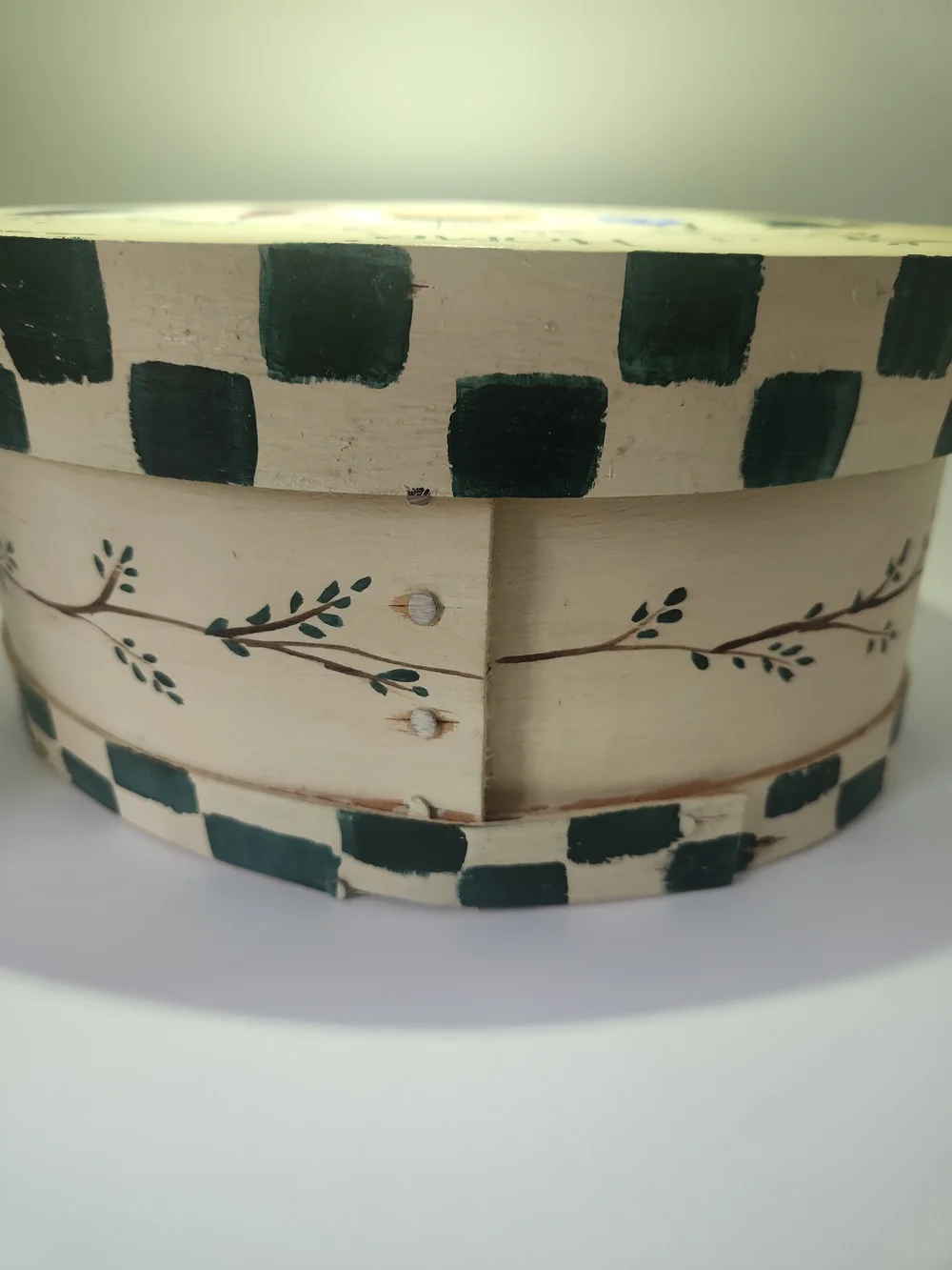 Sweet Home Hand-Painted Oval Trinket Box - Cream with Multicolor Houses9x5